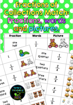 Preview of Match - Fractions of Collections - Fractions, Words and Pictures