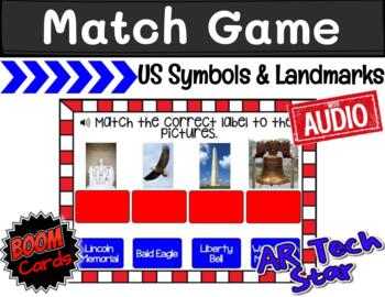 Preview of Match Game: US Symbols & Landmarks Boom Cards w/ AUDIO Distance Learning
