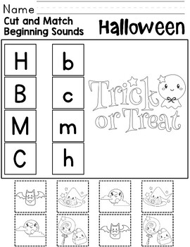 Match Me - Cut and Match - Beginning Sounds - Halloween 2 by Spunky Monkey