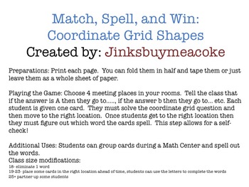 Match, Spell, Win: Coordinate Grid Shapes Game and Center | TPT