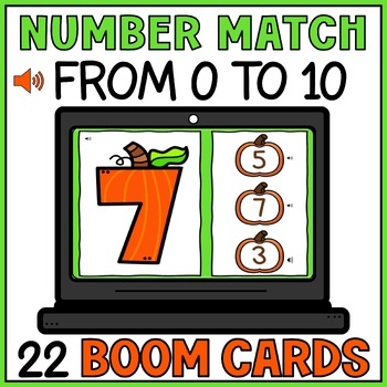 Preview of Fall Halloween Matching Number to Number Boom Cards - Identifying Numbers