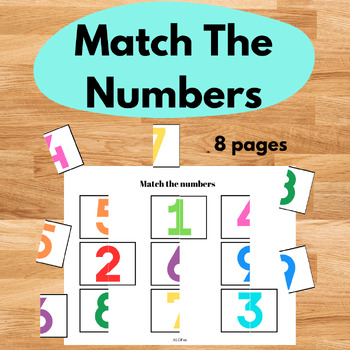 Preview of Match The Numbers Halves Puzzle, Number Recognition 1-9, Colour Recognition
