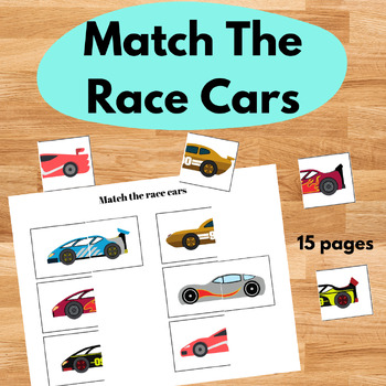 Preview of Match The Race Car Halves Puzzle Symmetry Matching Game