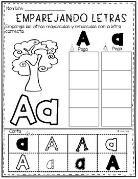 Match Upper and lower case letters in spanish- Emparejando letras