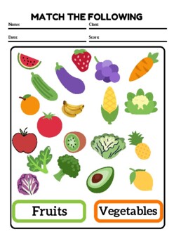 Preview of Match Vegetables & fruits