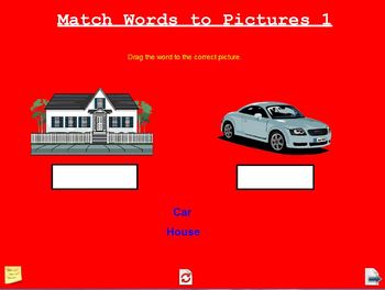 Preview of Match Words to Pictures 1 Early Reader Activity A Pinkley Product