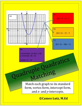 Preview of Match and Compare a Quadratic Graph to its Standard, Vertex, and Intercept Form