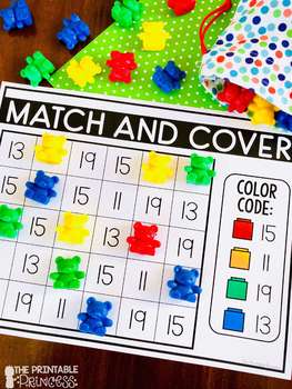 match and cover kindergarten math numbers 11 20 by