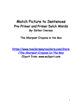 Preview of Match pictures to Dolch word sentences
