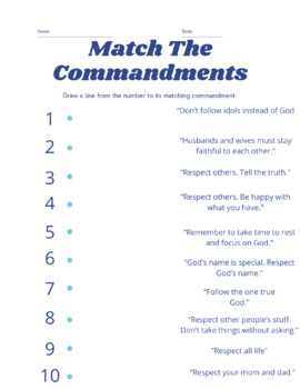Preview of Match the 10 Commandments