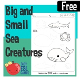 Match the Big and Small Sea Creatures - Easy Free handout 