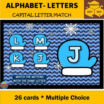 Preview of Match the Capital Letters- Winter Mittens- BOOM cards