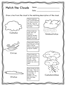 Match the Clouds Freebie by Snappy Teacher | Teachers Pay Teachers