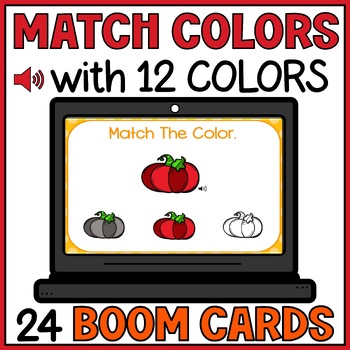 Preview of Fall Halloween Matching Colors Boom Cards - Identifying Colors with Audio