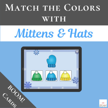 Preview of Match the Colors with Boom Cards™ | Winter | Hats & Mittens | Digital