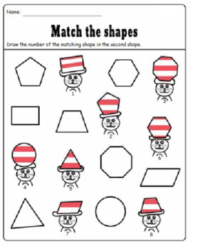 Match the Differant Shaped Hats by Artsy Education Tools and Fun Activities