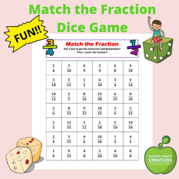 Preview of Match the Fraction Dice Game