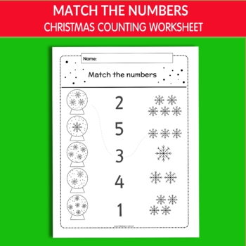 match the numbers counting 1 5 worksheet for preschool kg christmas winter