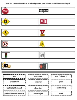 Preview of Match the Safety Sign with the correct answer. - Special Education Life Skills