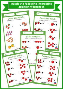 Preview of Match the following interesting addition worksheet