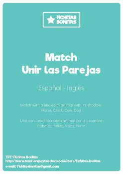 Match the pairs - Une las parejas by Fichitas Bonitas | TPT