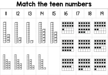 teen number matching worksheet by bright buttons tpt