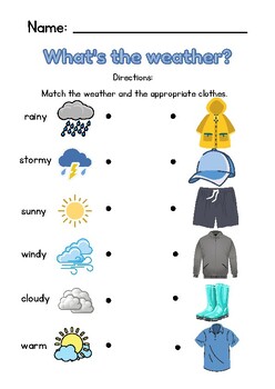 Weather Wear Matching, Worksheet