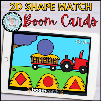 Preview of Matching 2D Shapes: Fall Farm Boom Cards