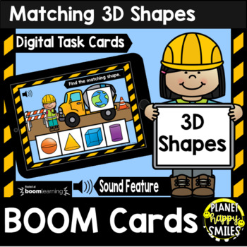 Preview of Matching 3D Shapes for Kindergarten BOOM Cards:  Construction Theme
