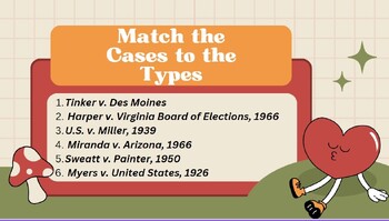 Preview of Matching Activity: Connecting Supreme Court Cases and the Constitution