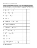Matching Activity - Equivalent Polynomial Expressions (algebra)