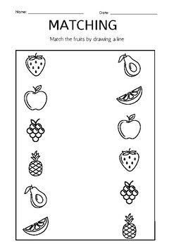 Matching Activity - Fruits, Beach, Sports, Cars, Flowers, Clothes theme ...