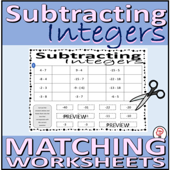 Preview of Matching Activity - Subtracting Integers (cut and paste)