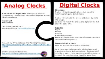 Preview of Matching Analog and Digital Clocks