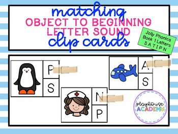 Preview of Matching Beginning Letter Sound Clip Cards (Jolly Phonics Book 1)