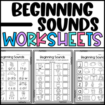 Preview of Matching Beginning Sounds Upper and Lower Case Letters Worksheets Recognition