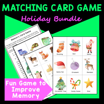 Preview of Holiday Matching Card Game to Improve Memory and Vocabulary ages 3 through 9