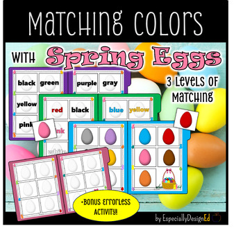 Preview of Matching Colors With Spring Eggs File Folder (Easter)