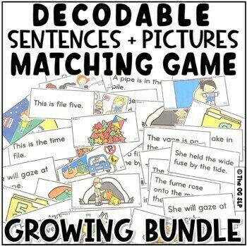 Preview of Matching Decodable Sentences with Pictures GROWING BUNDLE - Phonics Activity