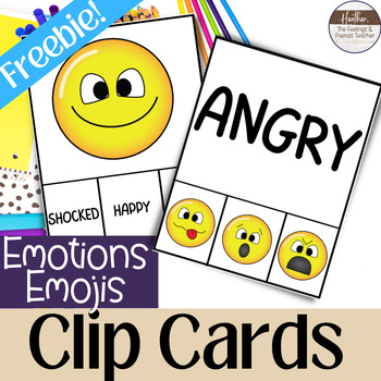 Preview of Matching Emoji's Emotion Clip Cards For Pre-K and Early Elementary
