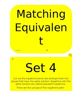 Preview of Matching Equivalent Equations Set 4