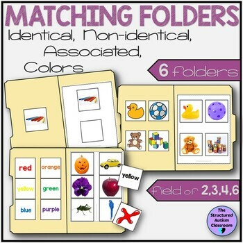 Preview of Matching File Folders Pictures, Non-identical, Associated, Color Words SPED