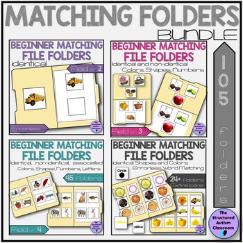 Preview of Matching File Folders Pictures, Shapes, Colors, Number, Letter BUNDLE Sped