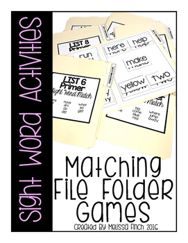 Preview of Matching File Folders Sight Word Activities- For Special Education