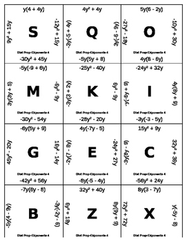 Preview of Matching Game - Algebra - Distributive Property with Exponents 4