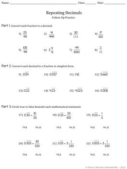 Repeating Decimals Matching Game by Free to Discover | TpT