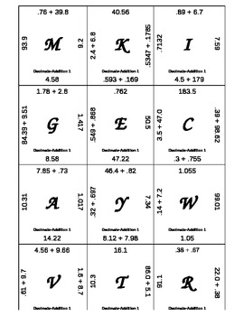 Preview of Matching Game - Decimals - Add Subtract Multiply Divide  8 sets