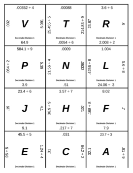 Preview of Matching Game - Decimals - Division 1