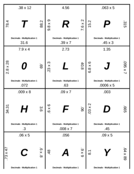 Preview of Matching Game - Decimals - Multiplication 1