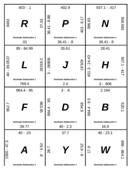 Preview of Matching Game - Decimals - Subtraction 1